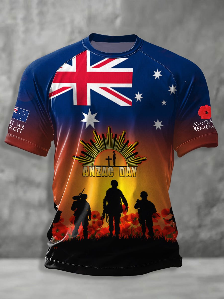 Men's Australia Anzac Day Lest We Forget Short Sleeve T-shirt