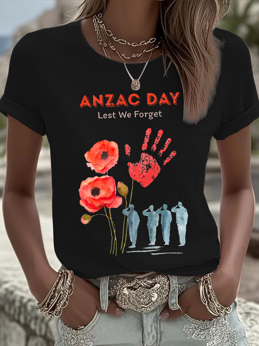 Women's ANZAC Day Iron On Short Sleeve T-Shirt