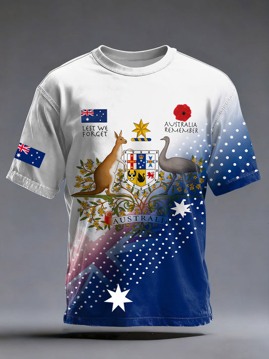 Men's Australian Flag Art Print Round Neck Short Sleeve T-shirt