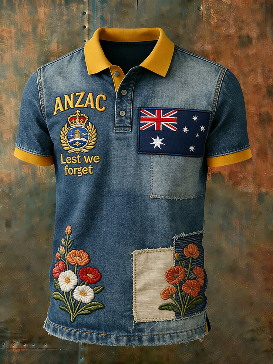 Retro Australian ANZAC Day Commemorative Polo Shirt