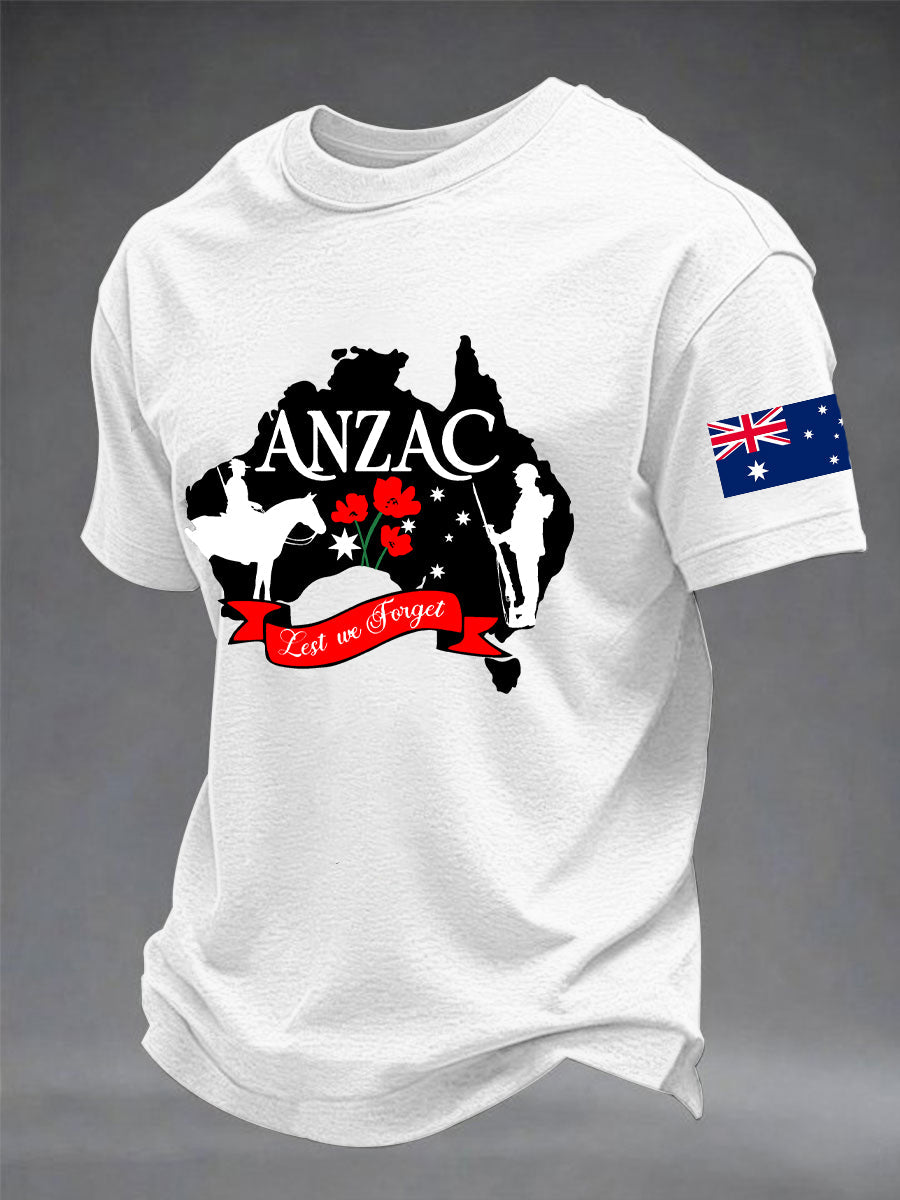 Men's Australia Anzac Day Lest We Forget Short Sleeve T-shirt