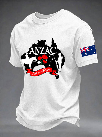 Men's Australia Anzac Day Lest We Forget Short Sleeve T-shirt