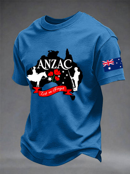 Men's Australia Anzac Day Lest We Forget Short Sleeve T-shirt