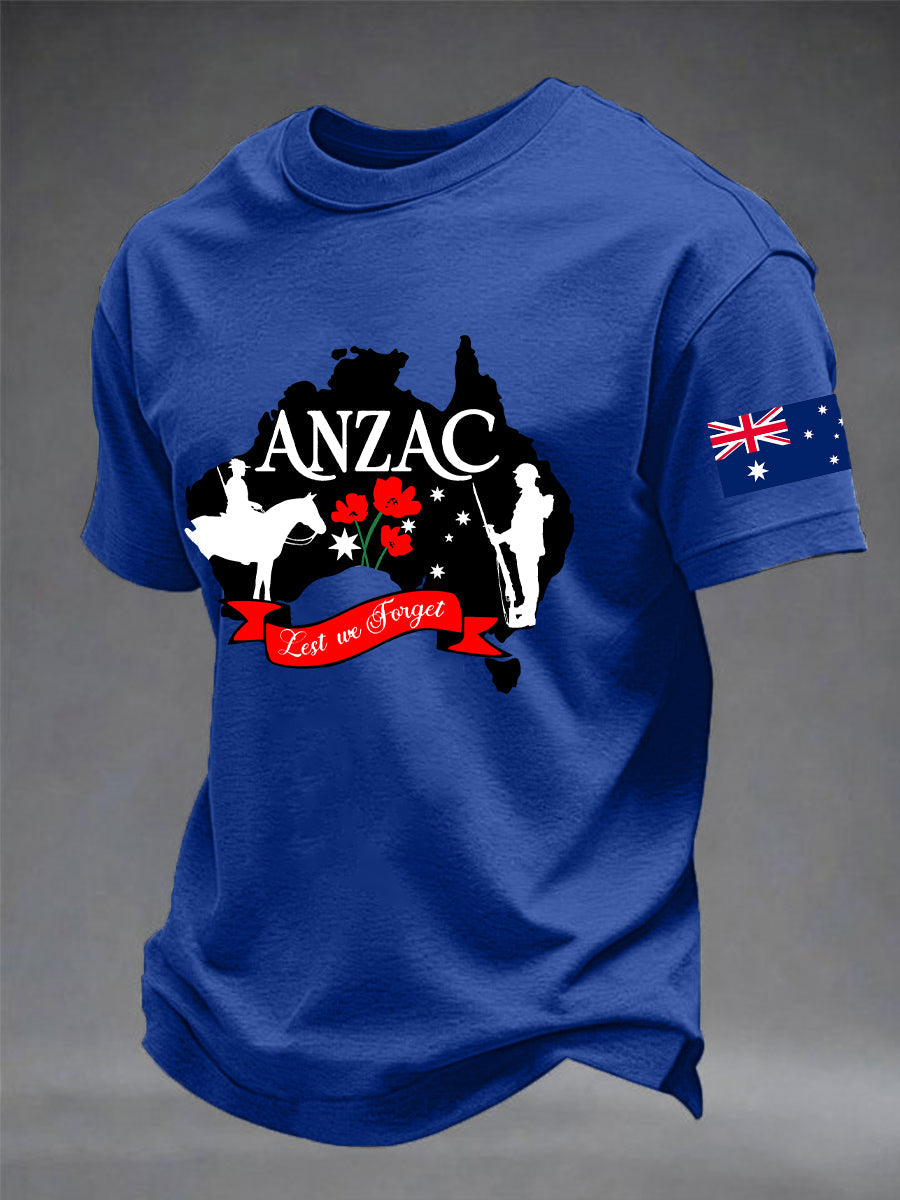 Men's Australia Anzac Day Lest We Forget Short Sleeve T-shirt