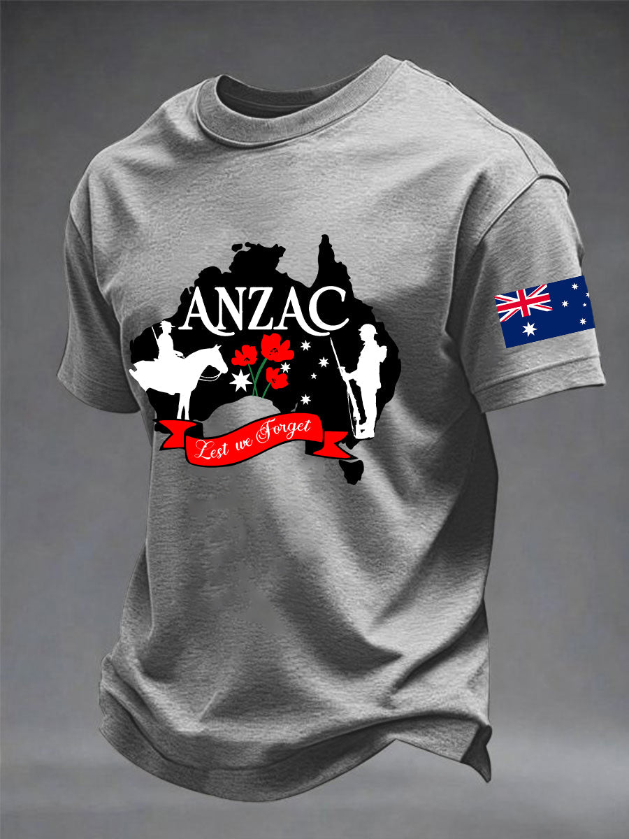 Men's Australia Anzac Day Lest We Forget Short Sleeve T-shirt