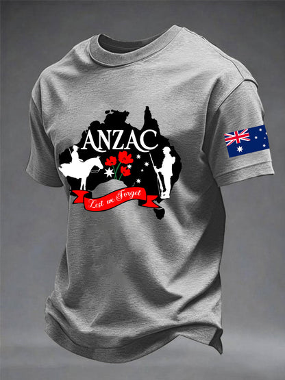 Men's Australia Anzac Day Lest We Forget Short Sleeve T-shirt