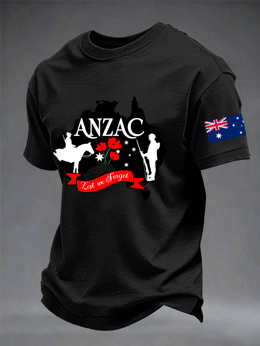 Men's Australia Anzac Day Lest We Forget Short Sleeve T-shirt