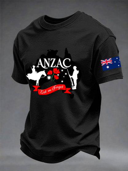 Men's Australia Anzac Day Lest We Forget Short Sleeve T-shirt