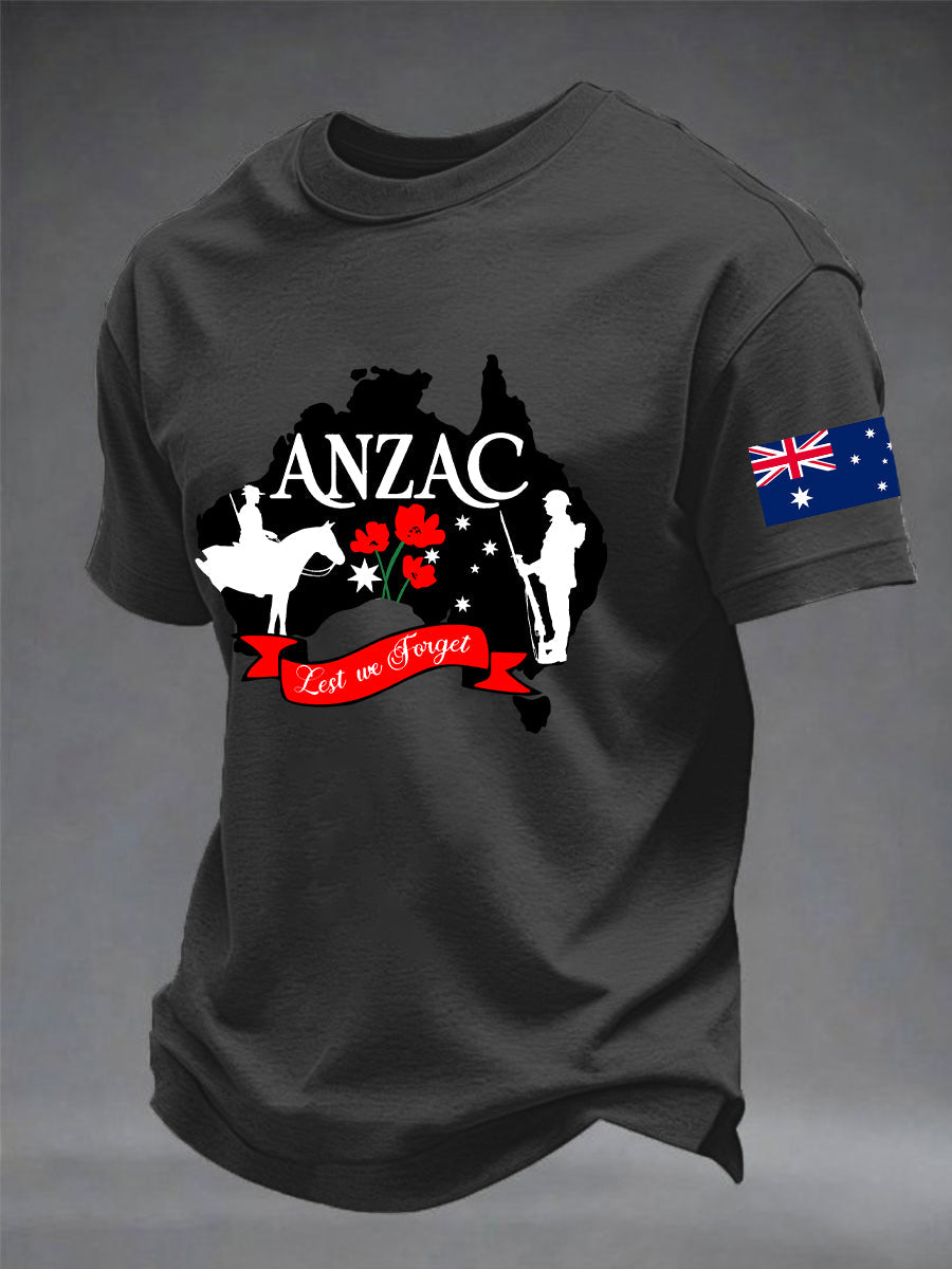 Men's Australia Anzac Day Lest We Forget Short Sleeve T-shirt