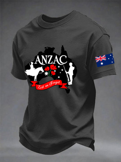 Men's Australia Anzac Day Lest We Forget Short Sleeve T-shirt