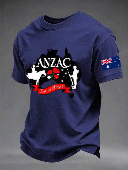 Men's Australia Anzac Day Lest We Forget Short Sleeve T-shirt