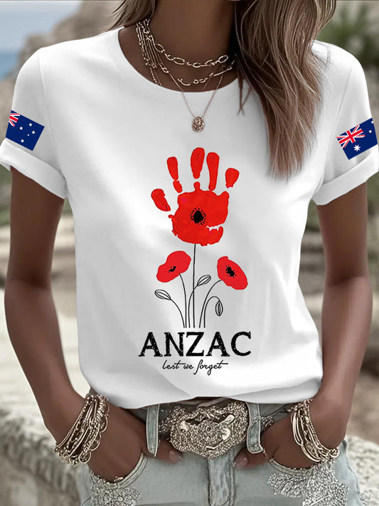 Women's Australia Anzac Day Lest We Forget Short Sleeve T-shirt