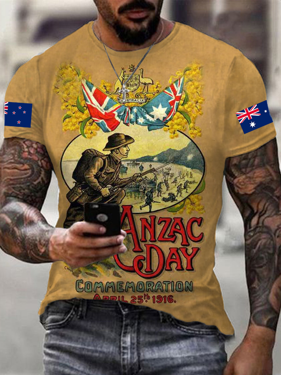 Men's Australia Anzac Day Lest We Forget Short Sleeve T-shirt