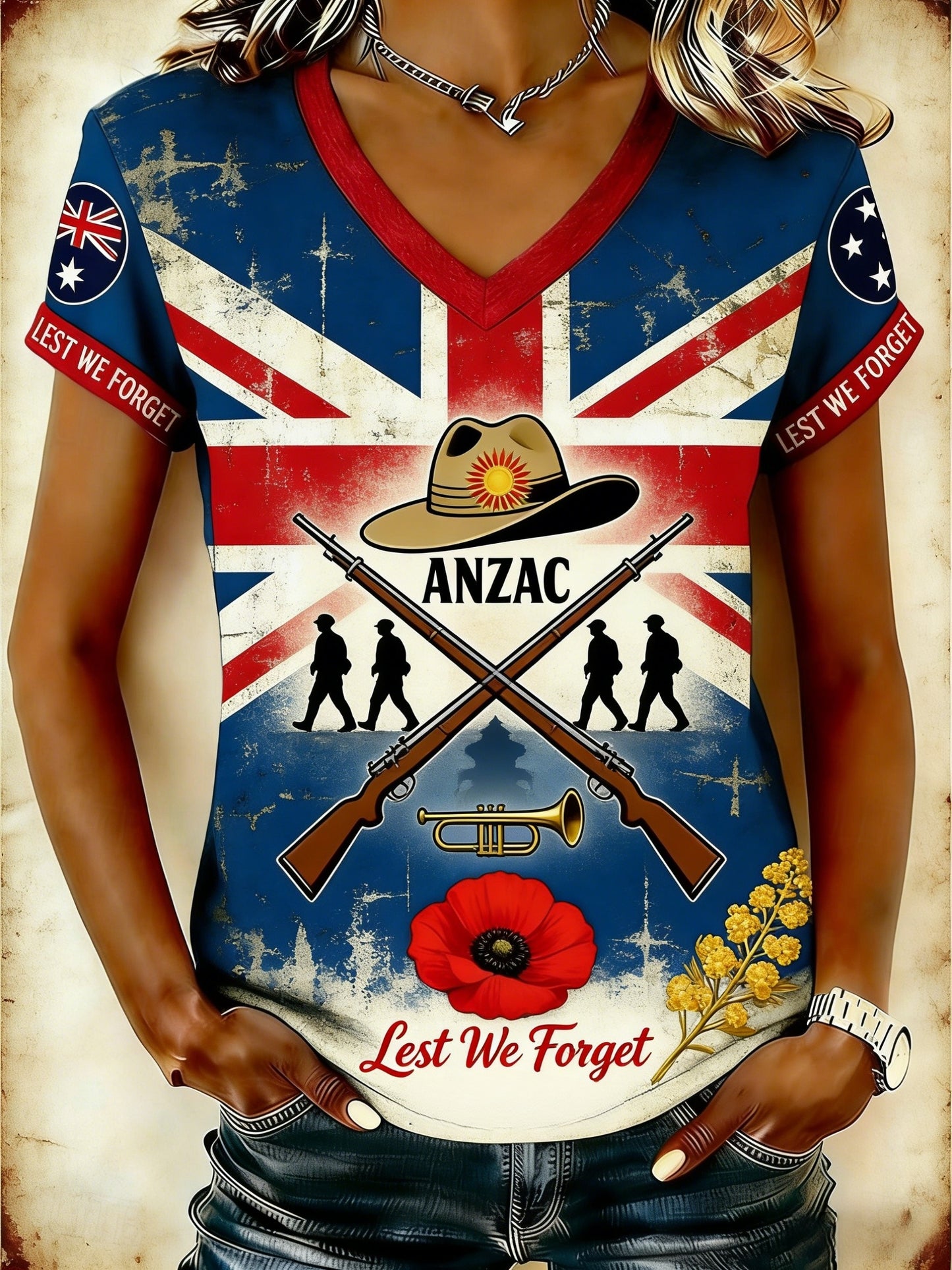 Women's Australia Anzac Day Lest We Forget Short-Sleeve T-Shirt