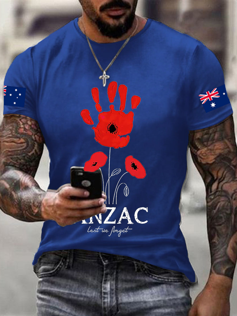 Men's Australia Anzac Day Lest We Forget Short Sleeve T-shirt