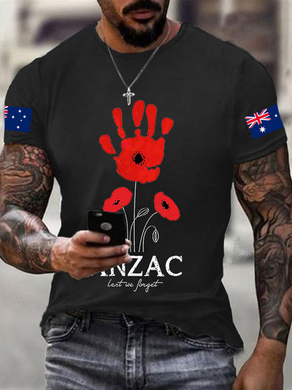 Men's Australia Anzac Day Lest We Forget Short Sleeve T-shirt
