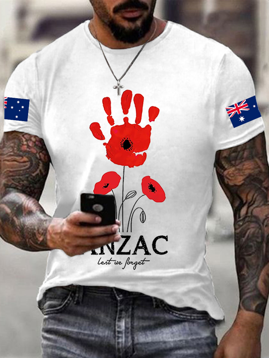 Men's Australia Anzac Day Lest We Forget Short Sleeve T-shirt