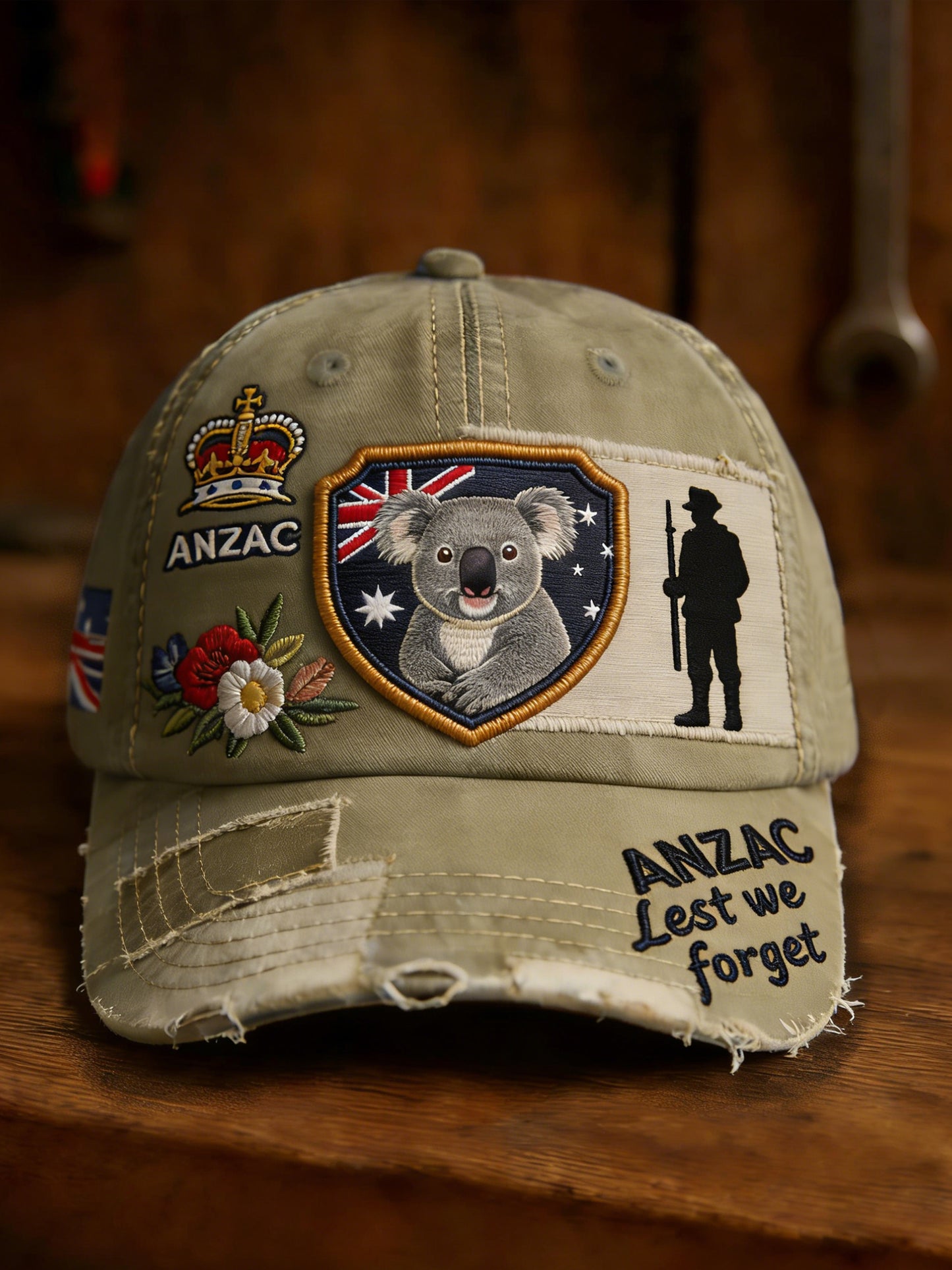 Retro Australian ANZAC Day Print Casual Hat