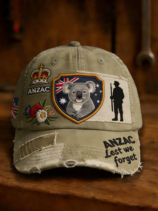 Retro Australian ANZAC Day Print Casual Hat