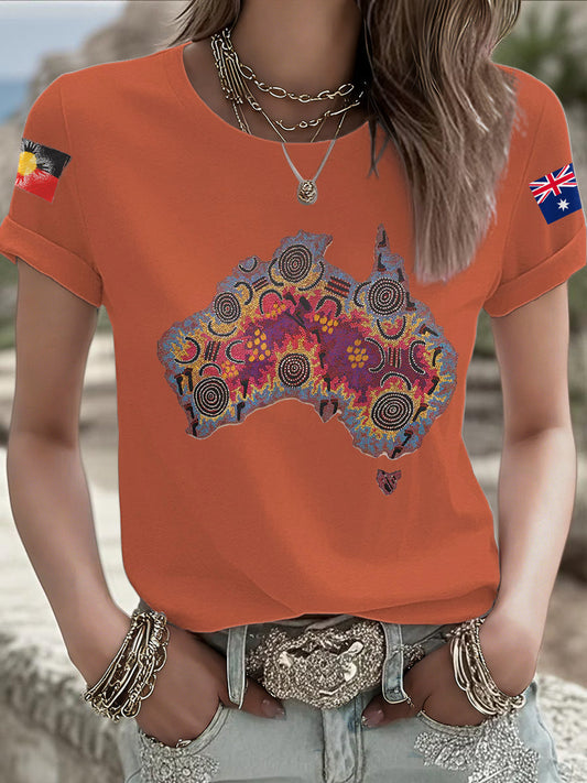 Women's AU Aboriginal Art Printed T-Shirt