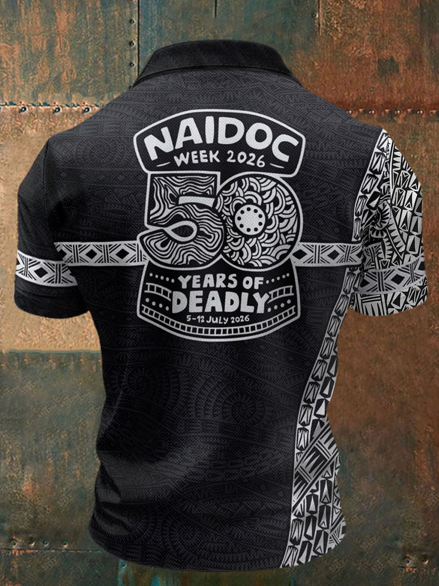 Men's AU 50 Years of Deadly NAIDOC Week Aboriginal Culture Printed Casual Tops