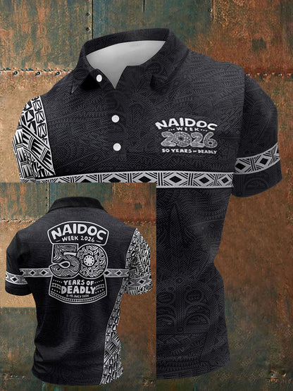 Men's AU 50 Years of Deadly NAIDOC Week Aboriginal Culture Printed Casual Tops