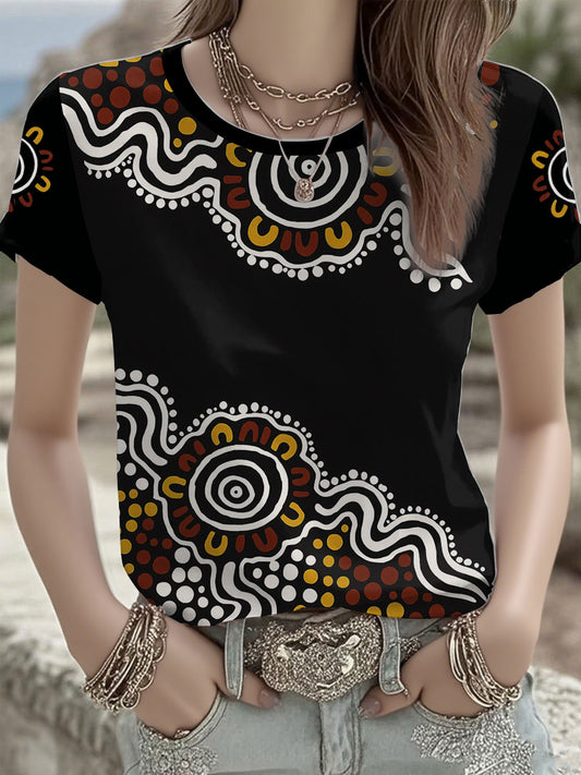 Women's  AU Aboriginal Culture Printed short-sleeved T-shirt