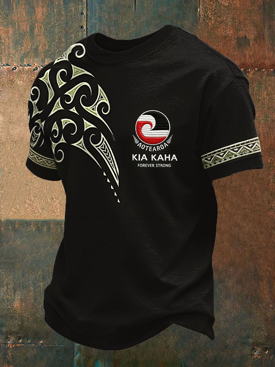 Men's NZ Maori Art Kia Kaha Printed T-shirt