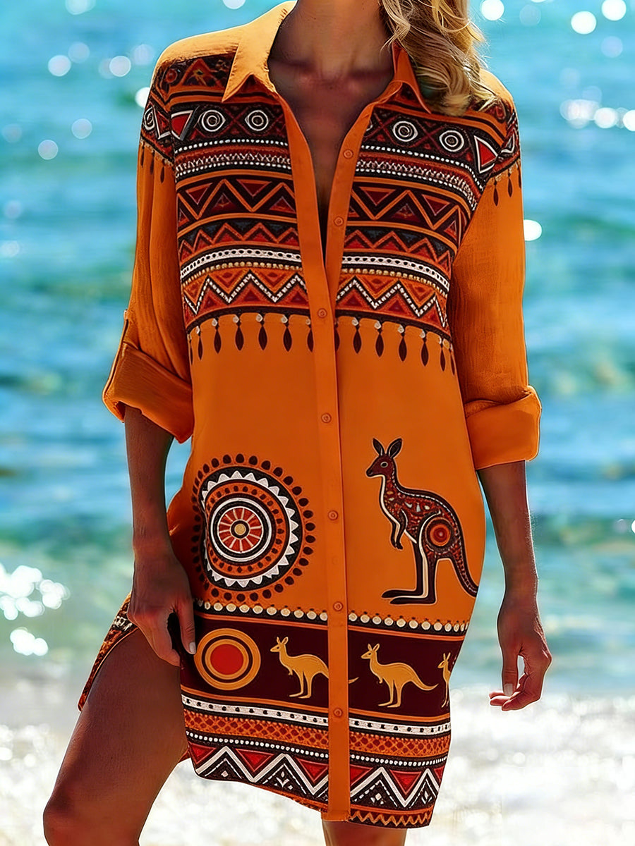 Women's Vintage Australian Summer Vacation Print Casual Shirt