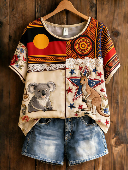 Retro Australian Art Print Casual Top