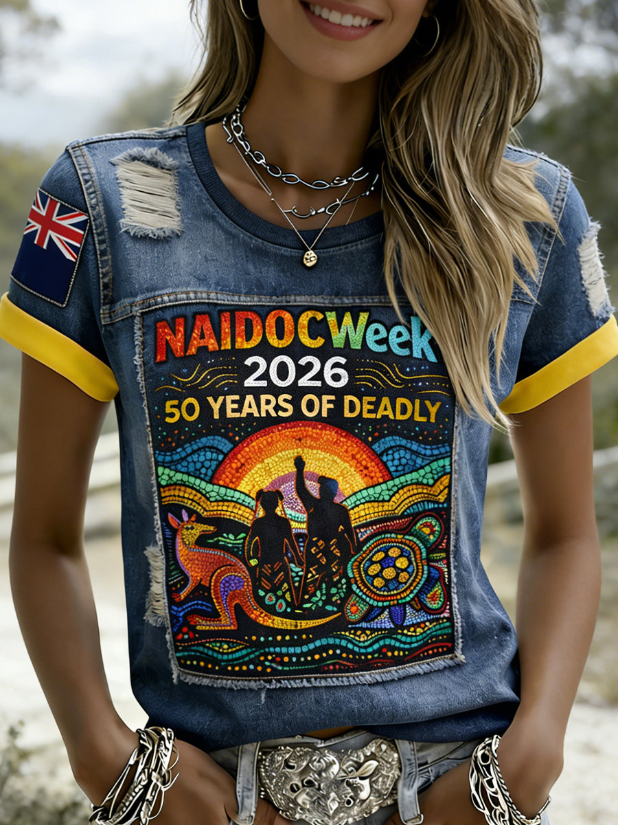 Retro Australian Art Print Casual T-Shirt