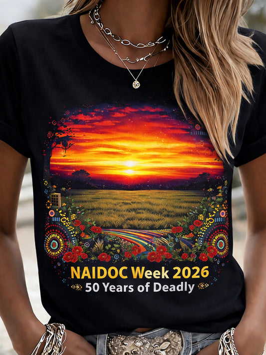 Retro Australian Art Print Casual T-Shirt
