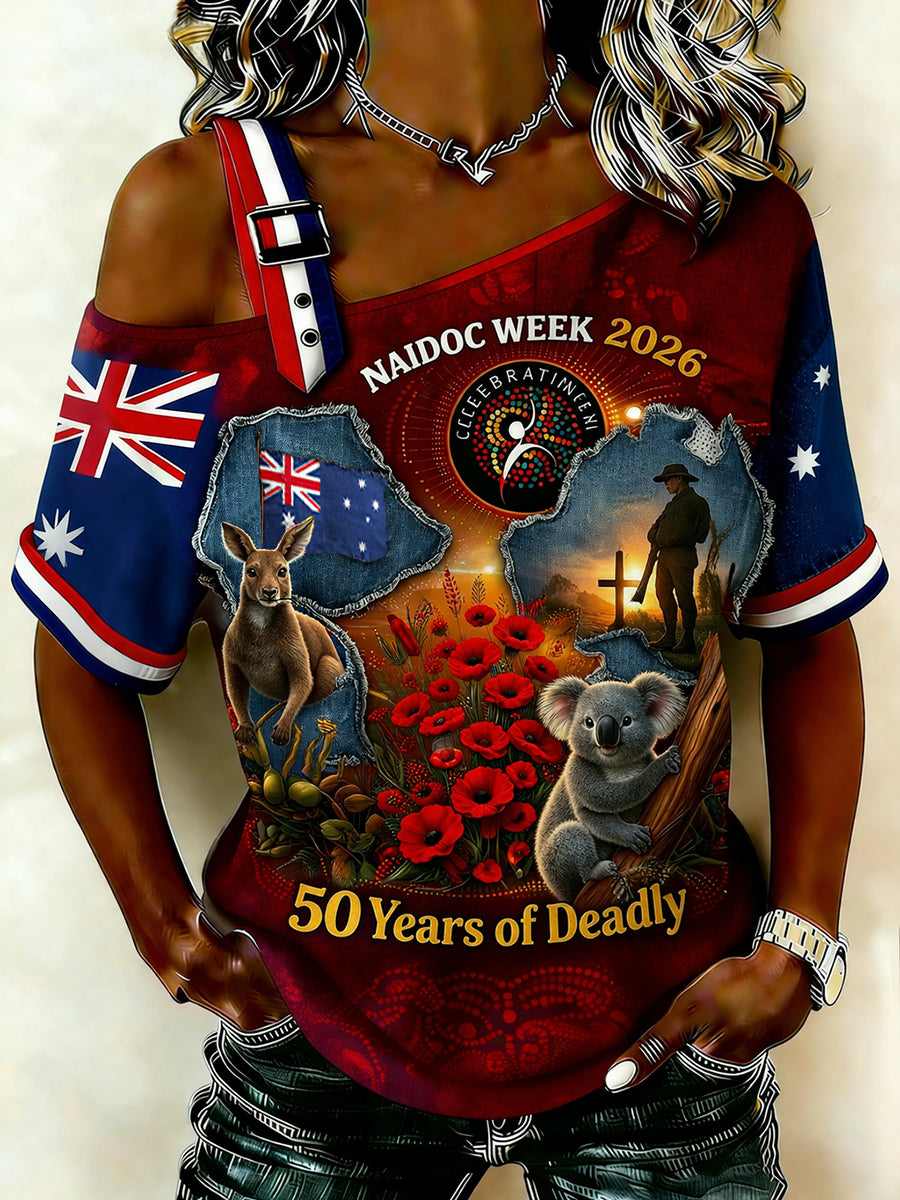 Retro Australian Art Print Casual Top