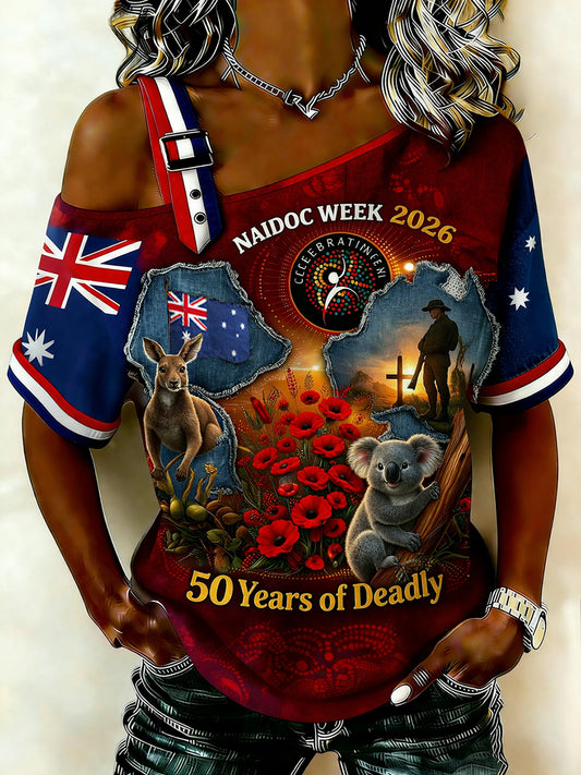Retro Australian Art Print Casual Top