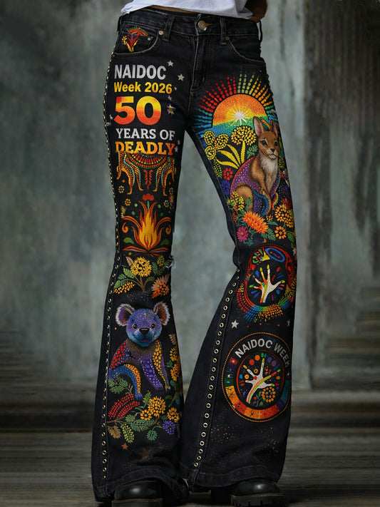 Retro Australian Art Print Casual & Comfortable Jeans
