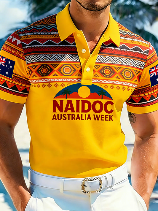 Men's Naidoc Week Print Polo Shirt