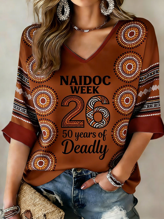 Women's AU 50 Years of Deadly NAIDOC Week Aboriginal Culture Printed Tops