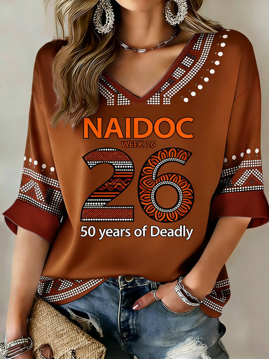 Women's AU 50 Years of Deadly NAIDOC Week Aboriginal Culture Printed Tops