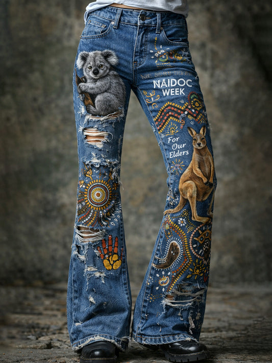 Retro Australian Art Print Casual & Comfortable Jeans