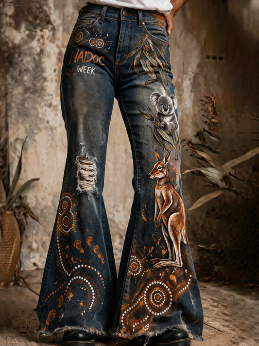 Retro Australian Art Print Casual & Comfortable Jeans