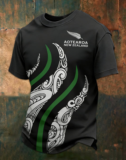 Men's Maori Art NZ Printed Casual Tops