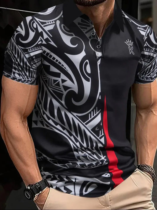 Men's Maori Art NZ Printed Casual Tops