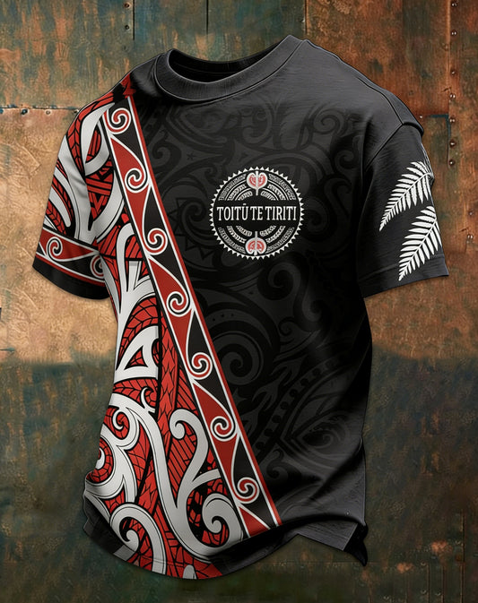 Men's Maori Art NZ Printed Casual Tops