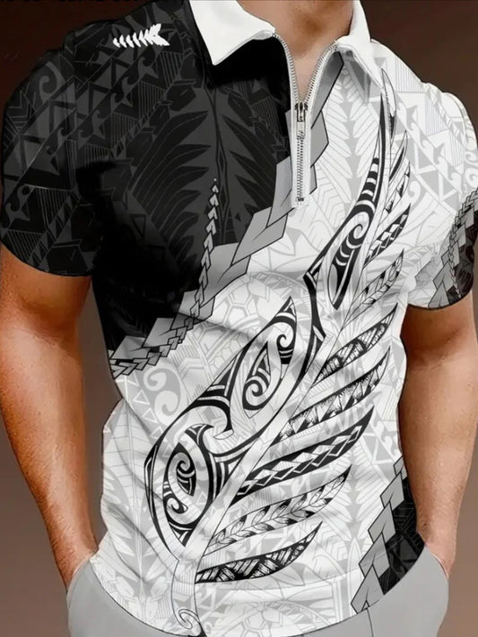 Men's Maori Art NZ Printed Casual Tops
