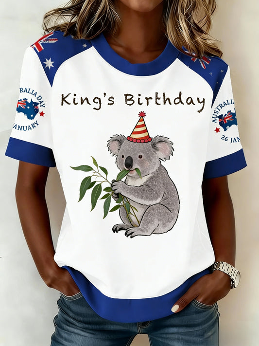Women's  Vintage Australian King's Birthday Casual Comfortable Short Sleeve T-Shirt