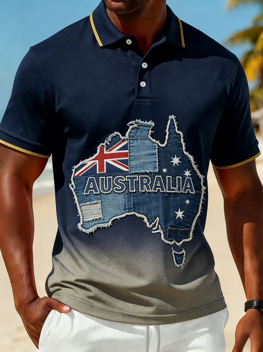 Men's Vintage Australian King's Birthday Casual Short-Sleeve Polo Shirt