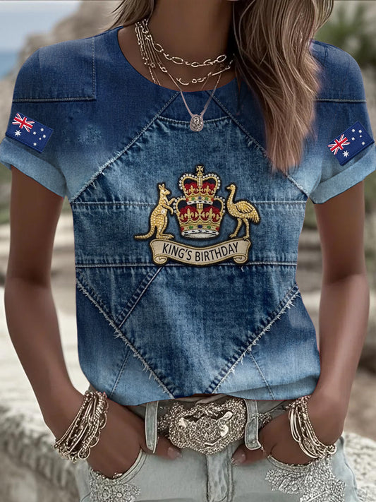 Women's  Vintage Australian King's Birthday Casual T-Shirt