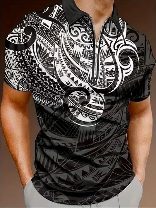 Men's NZ Maori Art Printed Casual Tops