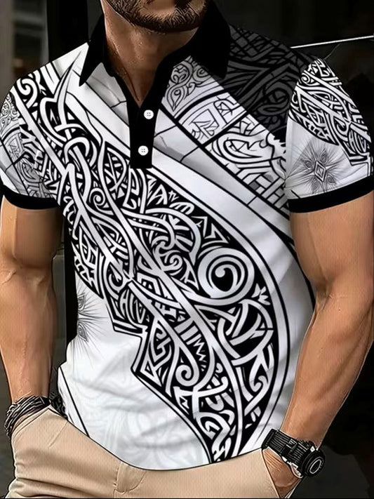 Men's NZ Maori Art Printed Casual Tops