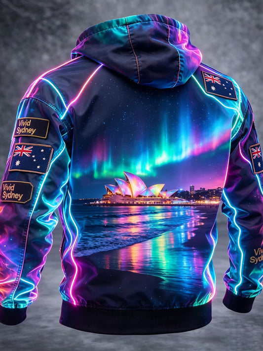 Retro Australia "Vivid Sydney" Art Print Casual Hooded Jacket